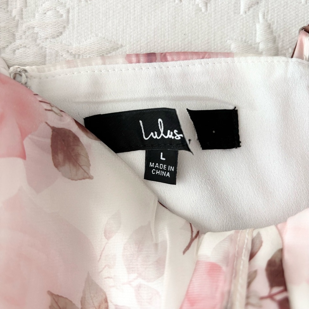 NWOT Lulus Sincerely Enchanting Ivory Floral Print Organza Midi Dress Large - Picture 4 of 7